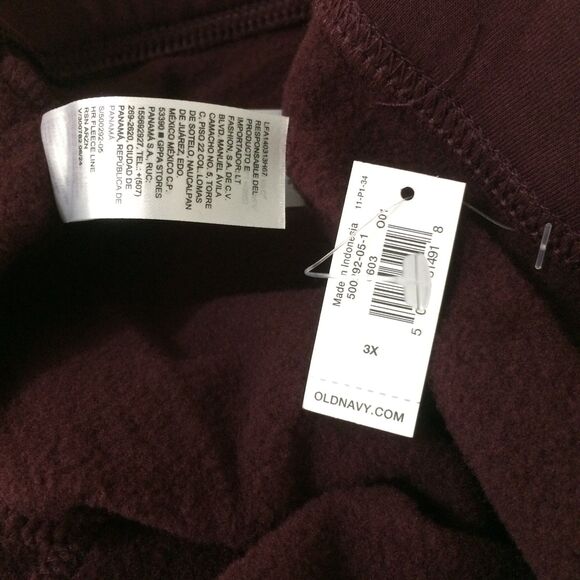 NEW Old Navy Womens 3X Maroon Fleece Lined Leggings High Rise Stretch Cotton - Picture 4 of 4
